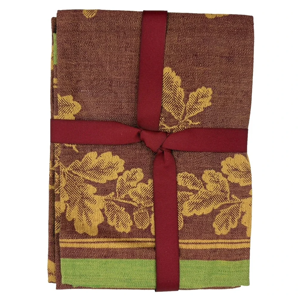 Williams Sonoma Acorn Jacquard Kitchen Towels Cotton & Linen Set of 2 NEW
